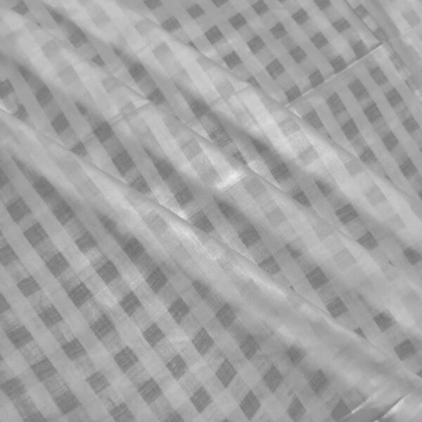 Handwoven White Self-Check Cotton Fabric SLF-CHK-2 - Image 2