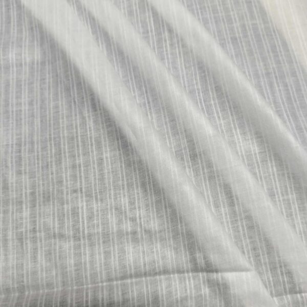 Handwoven White Self-Check Cotton Fabric SLF-STP-1 - Image 2