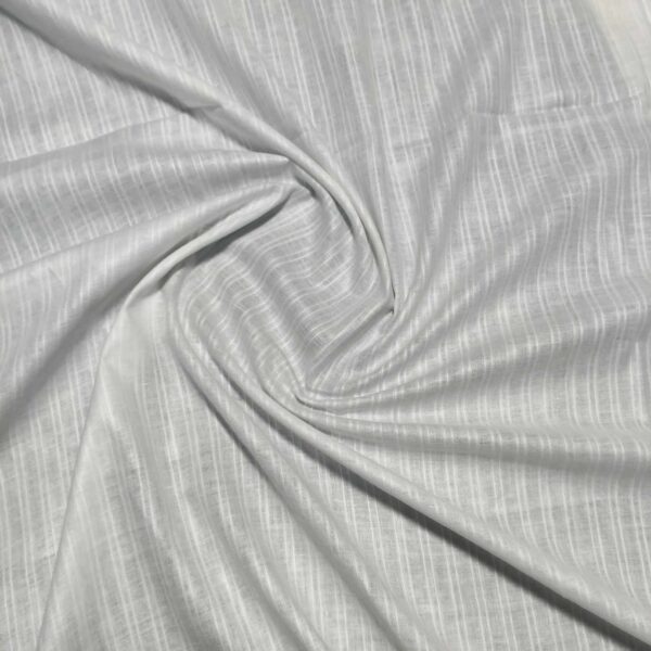 Handwoven White Self-Check Cotton Fabric SLF-STP-1 - Image 3