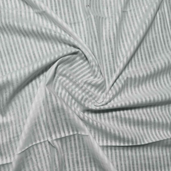 Handwoven White Self-Check Cotton Fabric SLF-STP-8 - Image 3