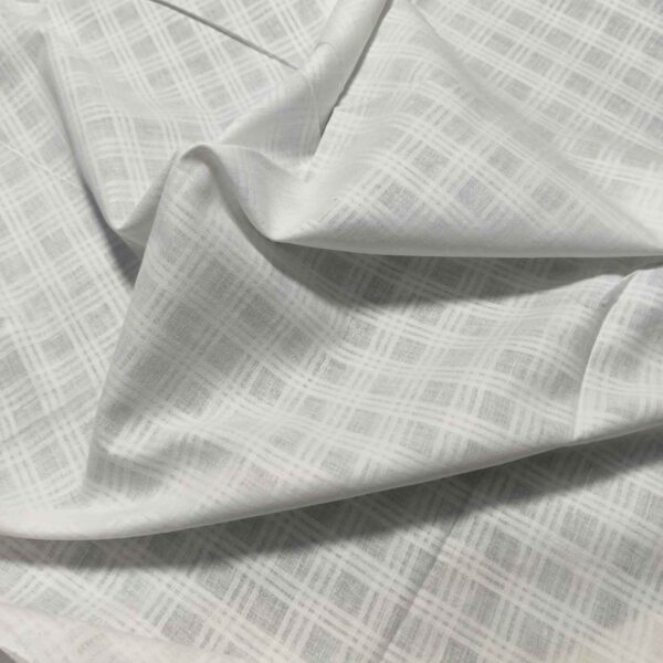 Handwoven White Self-Check Cotton Fabric SLF-CHK-13 - Image 2