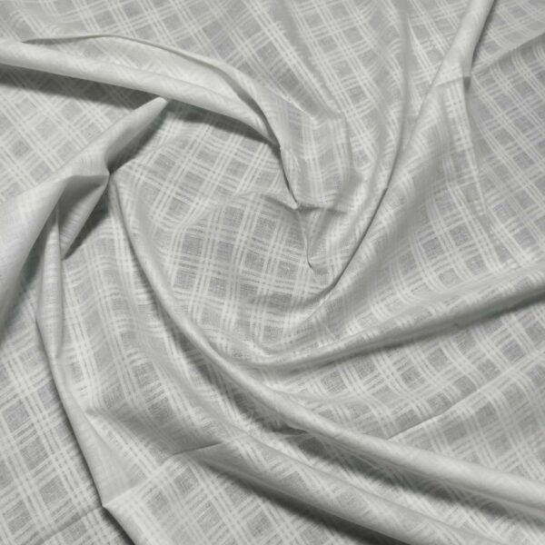 Handwoven White Self-Check Cotton Fabric SLF-CHK-13 - Image 3