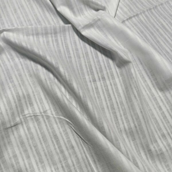 Handwoven White Self-Check Cotton Fabric SLF-STP-6 - Image 2