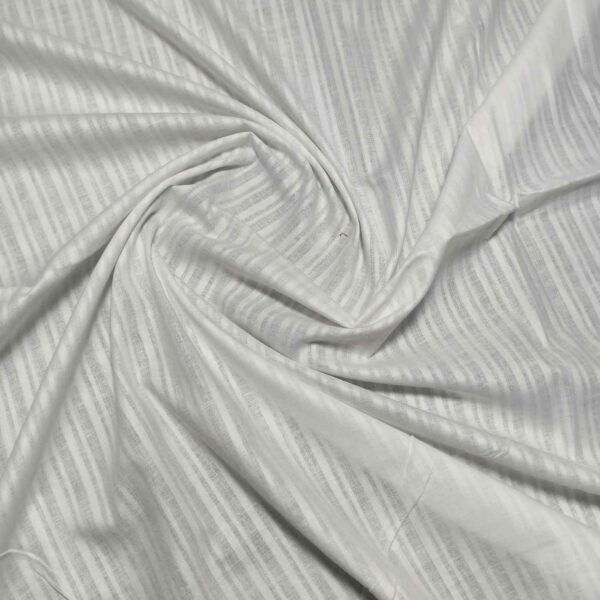 Handwoven White Self-Check Cotton Fabric SLF-STP-6 - Image 3