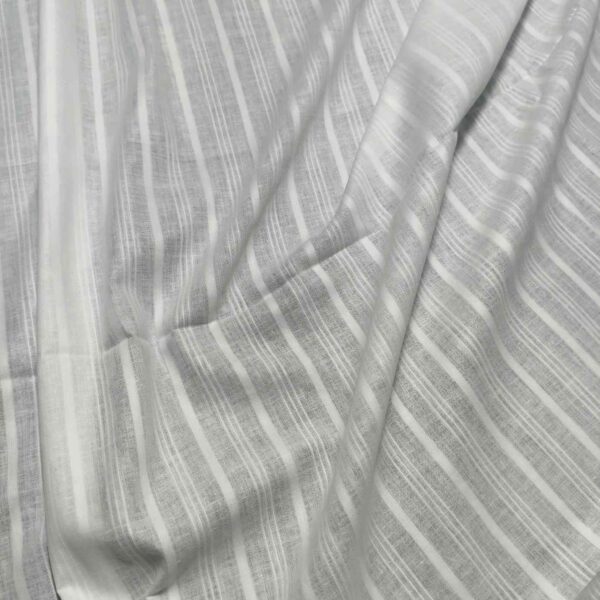 Handwoven White Self-Check Cotton Fabric SLF-STP-4 - Image 2