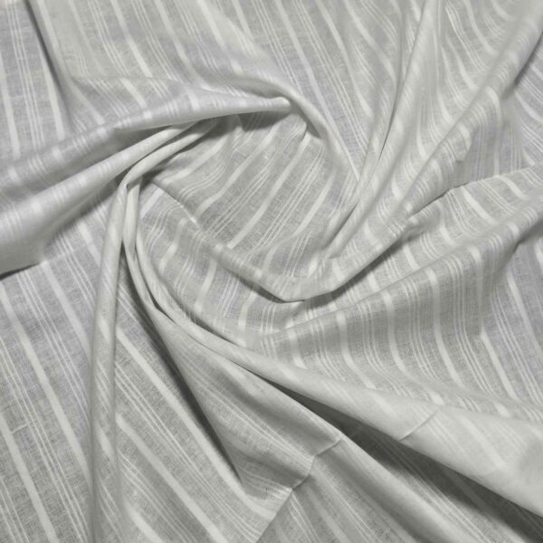 Handwoven White Self-Check Cotton Fabric SLF-STP-4 - Image 3