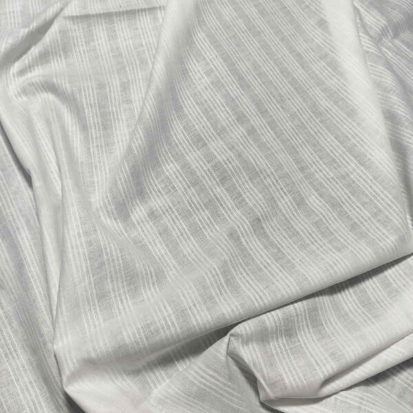 Handwoven White Self-Check Cotton Fabric SLF-STP-2 - Image 2