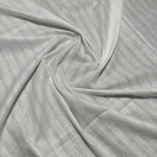 Handwoven White Self-Check Cotton Fabric SLF-STP-2 - Image 3