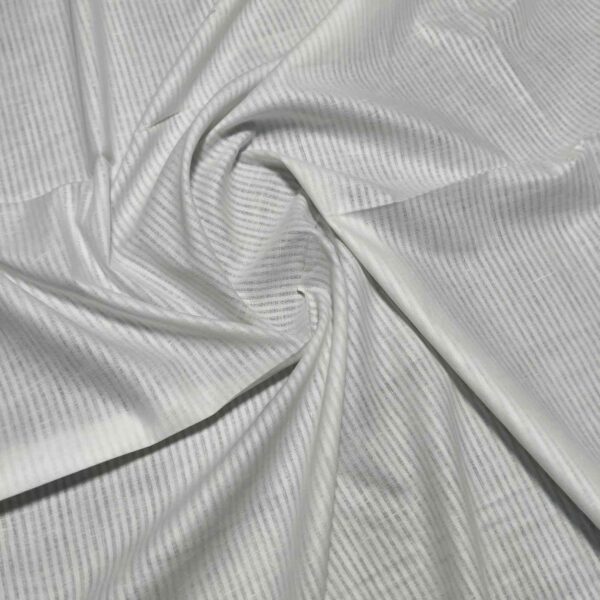 Handwoven White Self-Check Cotton Fabric SLF-STP-5 - Image 3