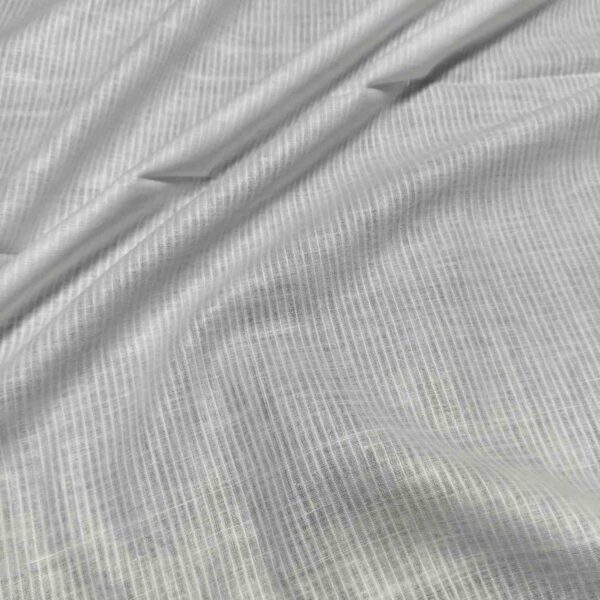Handwoven White Self-Check Cotton Fabric SLF-STP-3 - Image 2