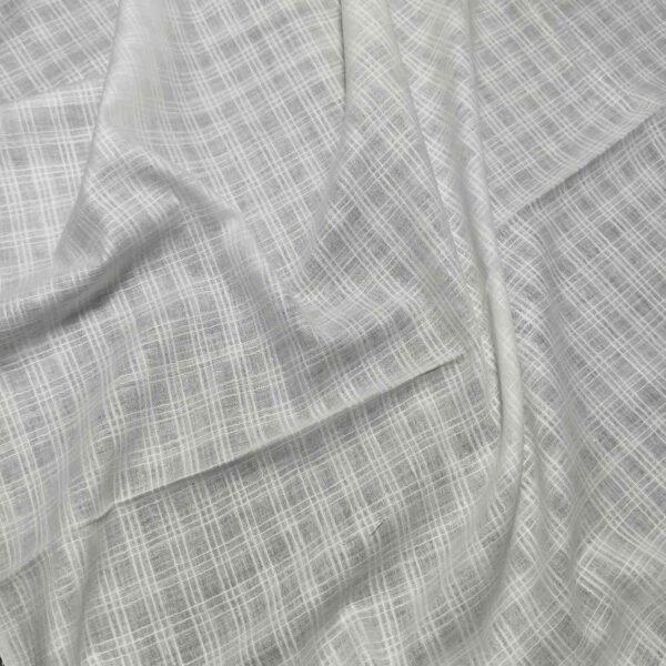 Handwoven White Self-Check Cotton Fabric SLF-CHK-10 - Image 2