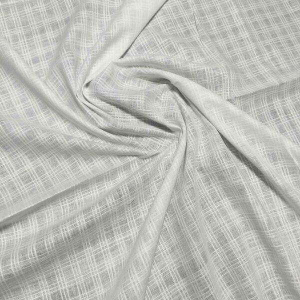 Handwoven White Self-Check Cotton Fabric SLF-CHK-10 - Image 3