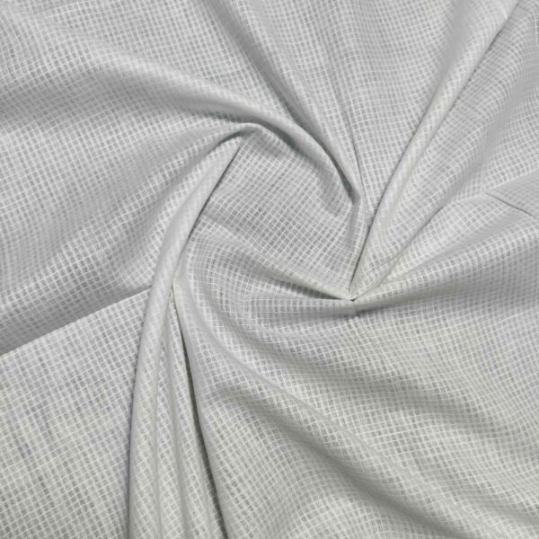 Handwoven White Self-Check Cotton Fabric SLF-CHK-9 - Image 3