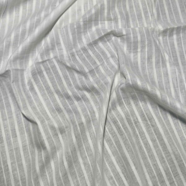 Handwoven White Self-Check Cotton Fabric SLF-STP-7 - Image 2