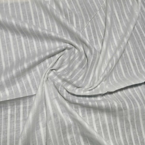 Handwoven White Self-Check Cotton Fabric SLF-STP-7 - Image 3