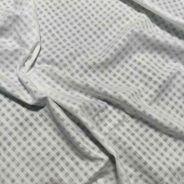 Handwoven White Self-Check Cotton Fabric SLF-CHK-5 - Image 2