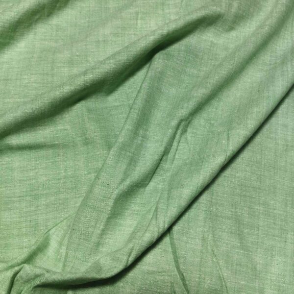 Handspun & Handwoven Cotton Pista Green Colour Fabric - Image 2