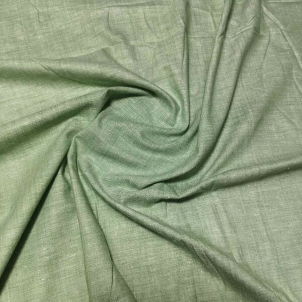 Handspun & Handwoven Cotton Pista Green Colour Fabric - Image 4