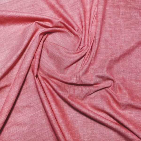 Handspun & Handwoven Cotton Lite Red Colour Fabric - Image 4