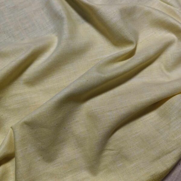 Handspun & Handwoven Cotton Lemon Yellow Colour Fabric - Image 3