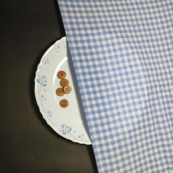 Handspun & Handwoven Natural Cotton Sky White Gingham Check Fabric