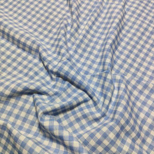 Handspun & Handwoven Natural Cotton Sky White Gingham Check Fabric - Image 2