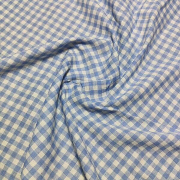 Handspun & Handwoven Natural Cotton Sky White Gingham Check Fabric - Image 3