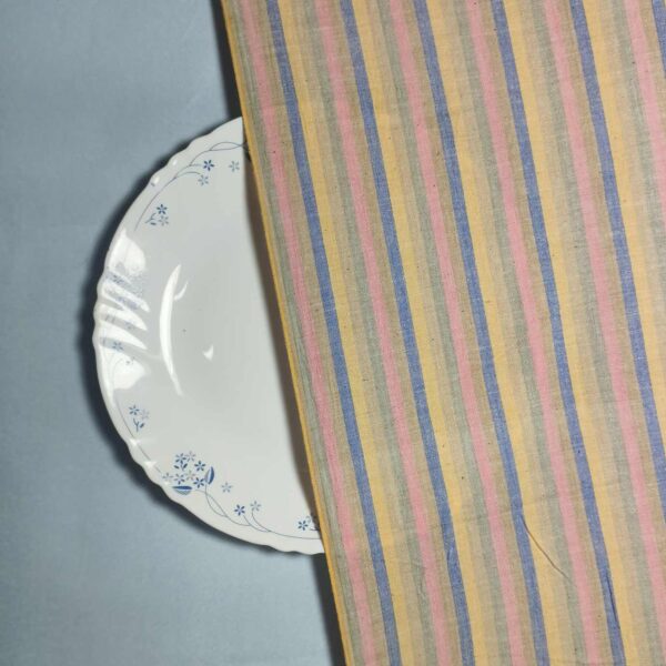 Handspun & Handwoven Natural Cotton Multi colour Stripe Fabric