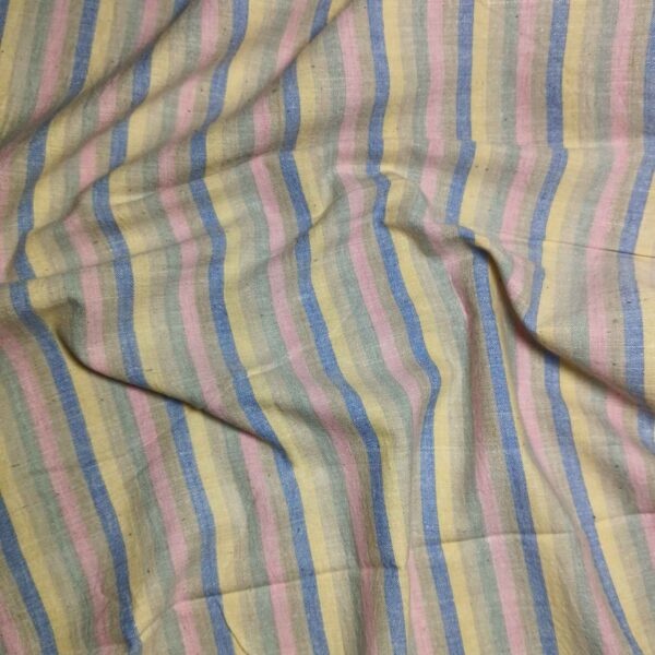 Handspun & Handwoven Natural Cotton Multi colour Stripe Fabric - Image 2