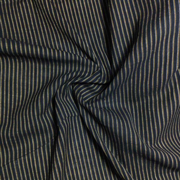 Handspun & Handwoven Natural Cotton black stripe Fabric - Image 3