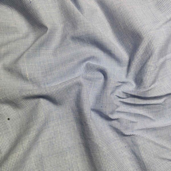 Handspun & Handwoven Natural Cotton Sky White Small Check Fabric - Image 2