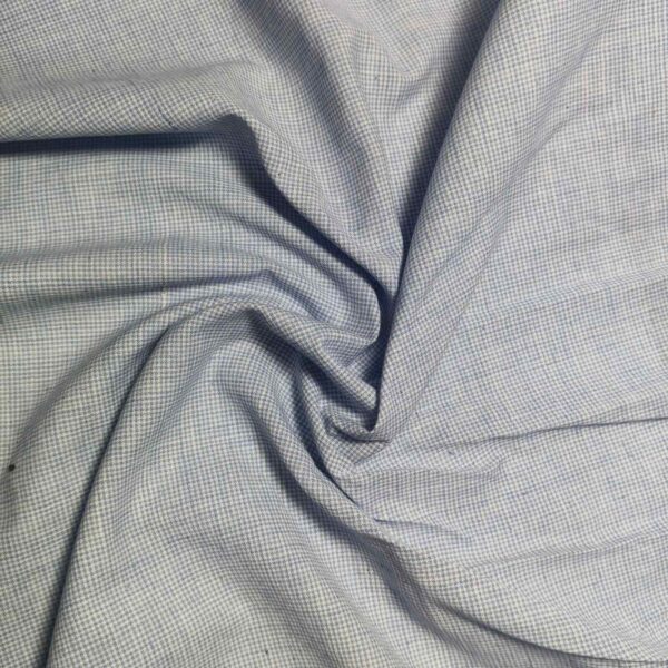 Handspun & Handwoven Natural Cotton Sky White Small Check Fabric - Image 3