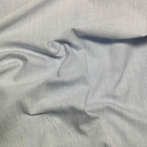 Handspun & Handwoven Natural Cotton Sky White Stripe Fabric - Image 2