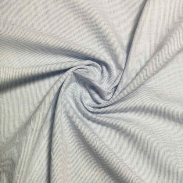 Handspun & Handwoven Natural Cotton Sky White Stripe Fabric - Image 3