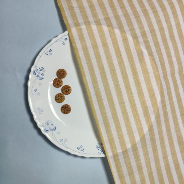 Handspun & Handwoven Naural Cotton Olive White Stripe Fabric