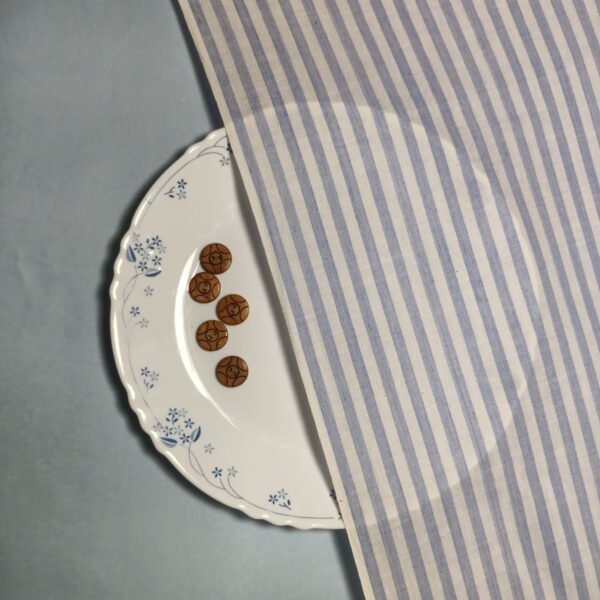 Handspun & Handwoven Natural Cotton White Sky Gingham Stripe Fabric