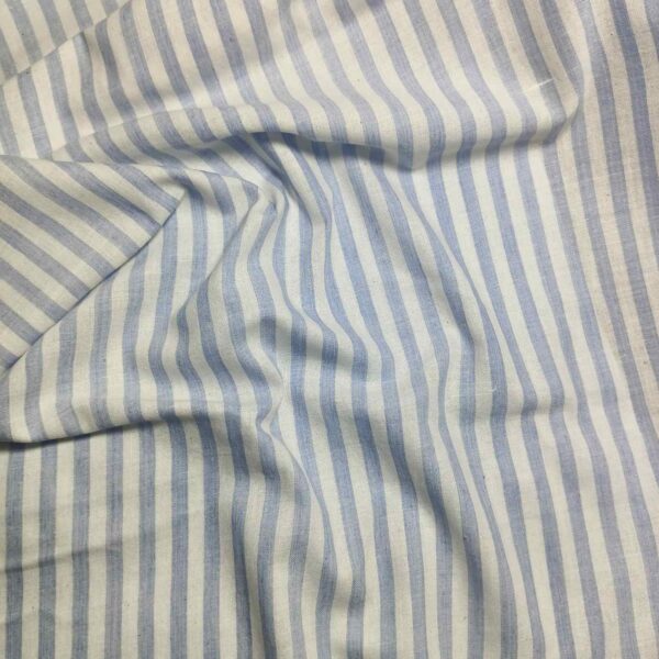 Handspun & Handwoven Natural Cotton White Sky Gingham Stripe Fabric - Image 2