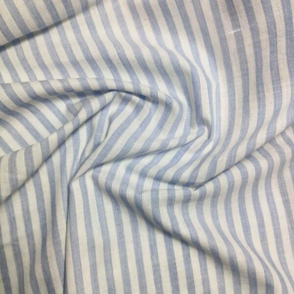 Handspun & Handwoven Natural Cotton White Sky Gingham Stripe Fabric - Image 3