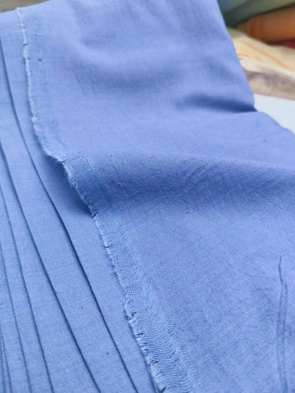 Handmade Natural Cotton Sky Blue Fabric - Image 3