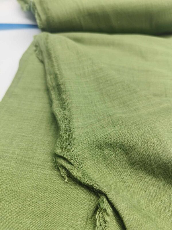 Handmade Natural Cotton Green Fabric - Image 3