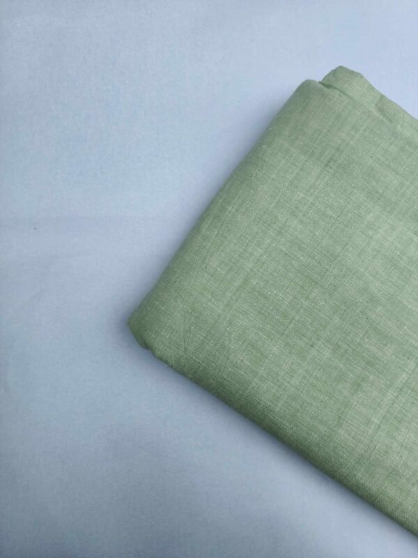 Handspun & Handwoven Cotton Pista Green Colour Fabric - Image 3