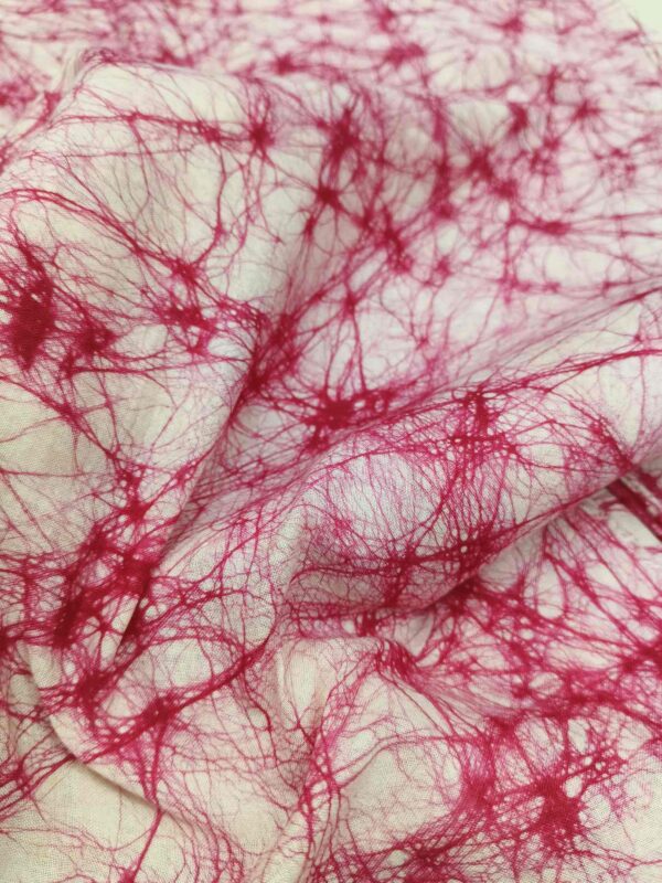 LITE RED COTTON HAND BATIK PRINT FABRIC 01 - Image 3