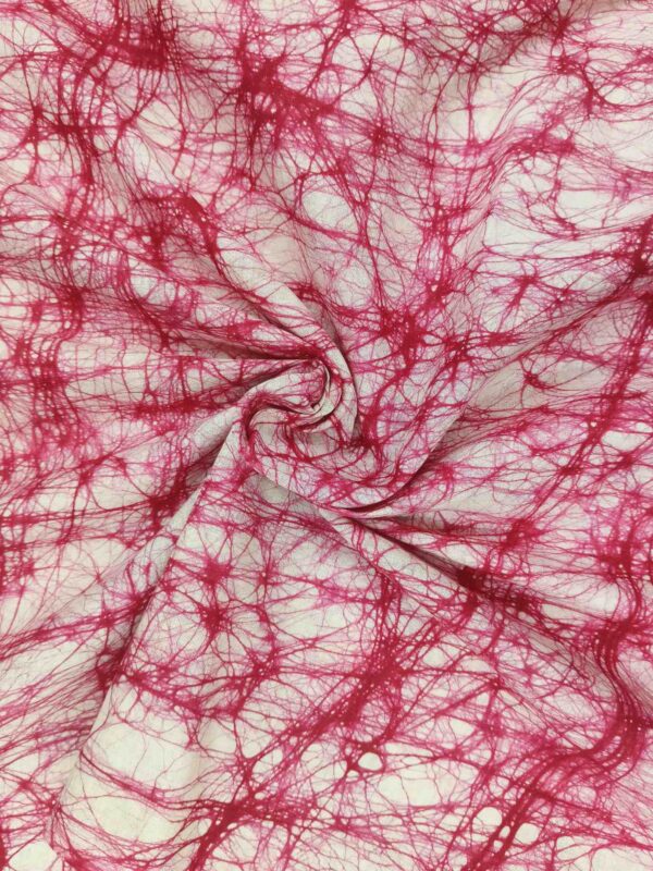 LITE RED COTTON HAND BATIK PRINT FABRIC 01 - Image 2