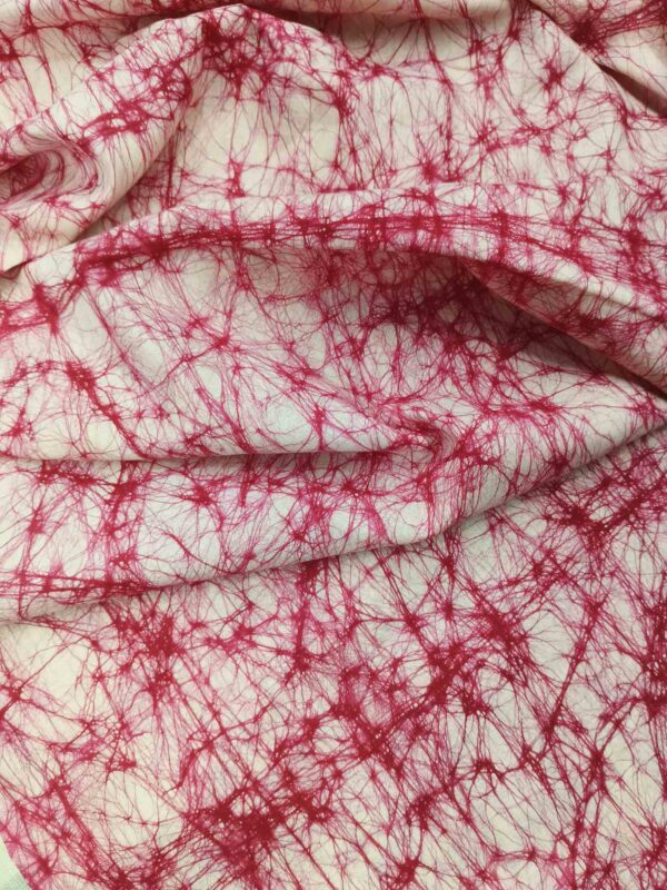 LITE RED COTTON HAND BATIK PRINT FABRIC 01 - Image 4