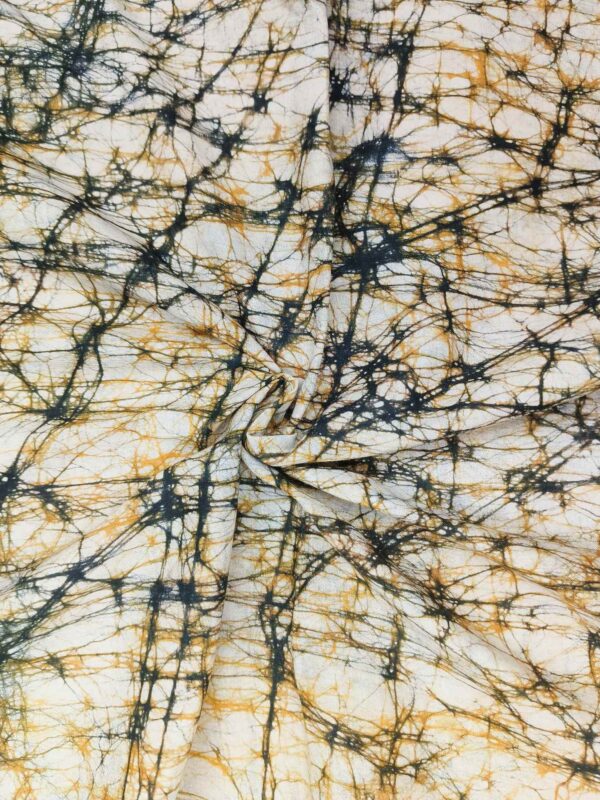 GOLD GREEN COTTON HAND BATIK PRINT FABRIC 04 - Image 2