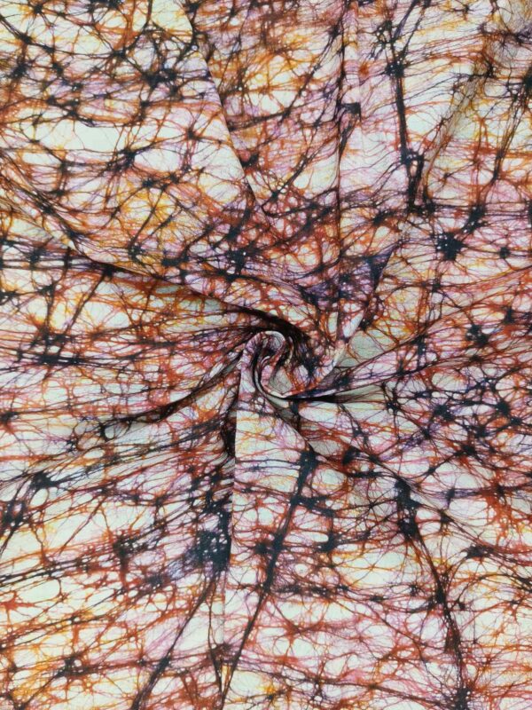 RED COFFEE COTTON HAND BATIK PRINT FABRIC 08 - Image 2