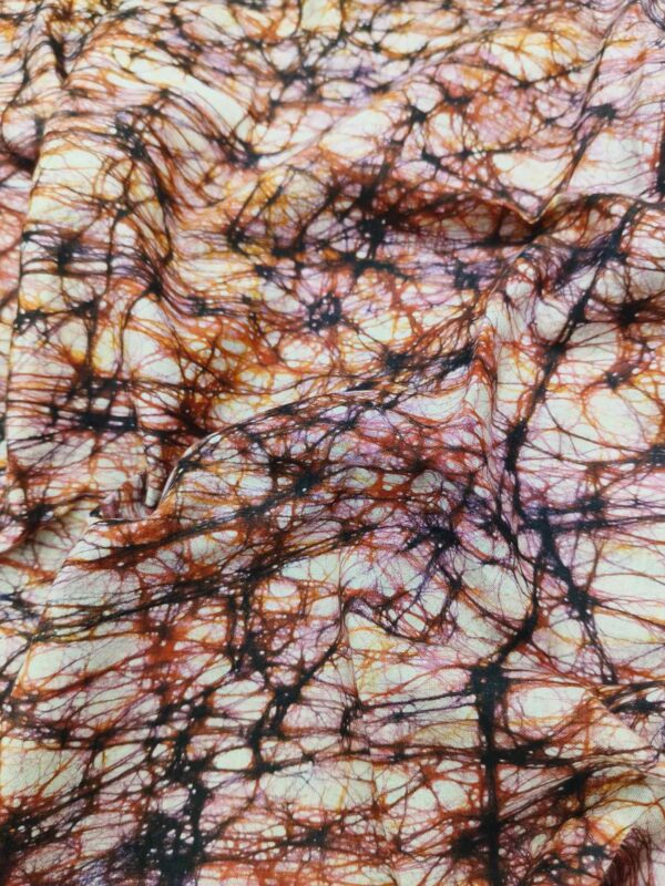 RED COFFEE COTTON HAND BATIK PRINT FABRIC 08 - Image 3