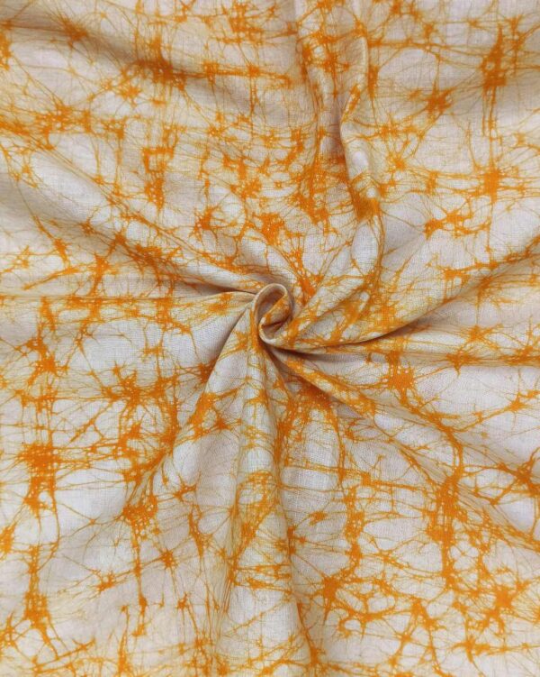 ORANGE COTTON HAND BATIK PRINT FABRIC 09 - Image 2
