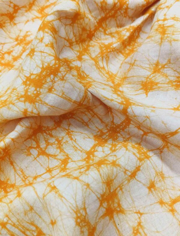 ORANGE COTTON HAND BATIK PRINT FABRIC 09 - Image 3