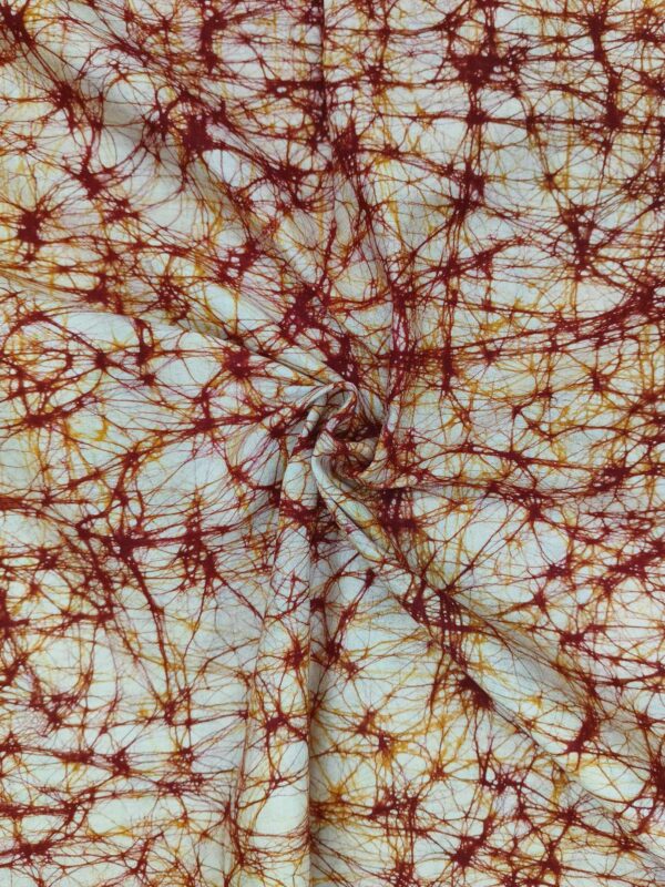 RED GOLD COTTON HAND BATIK PRINT FABRIC 11 - Image 2
